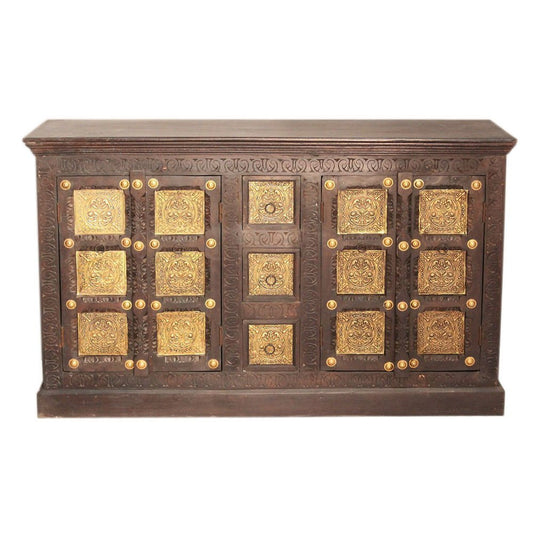 Antique Brass Embossed Sideboard Large – handcrafted solid wood furniture