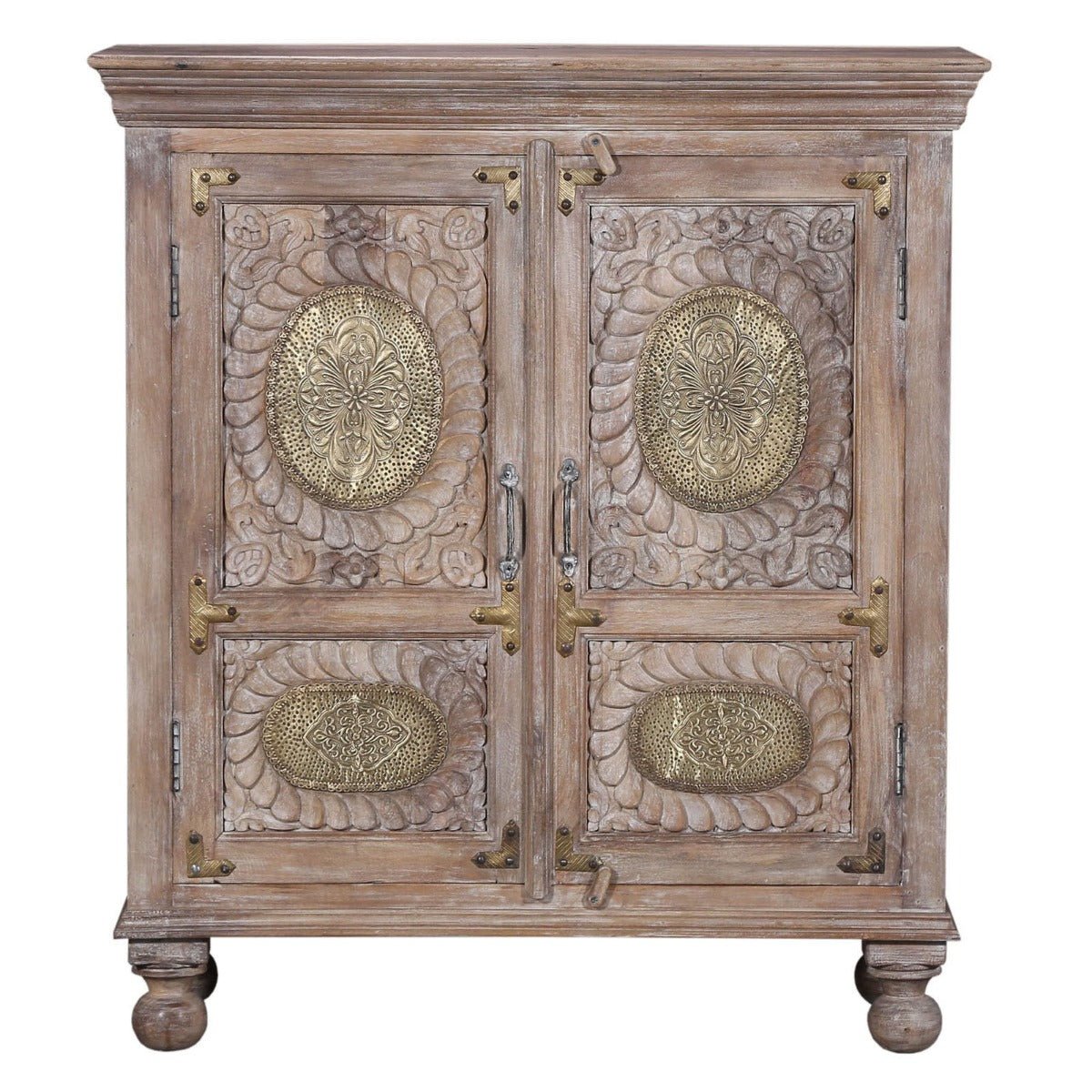 Antique Brass Embossed Sideboard Small – handcrafted solid wood furniture