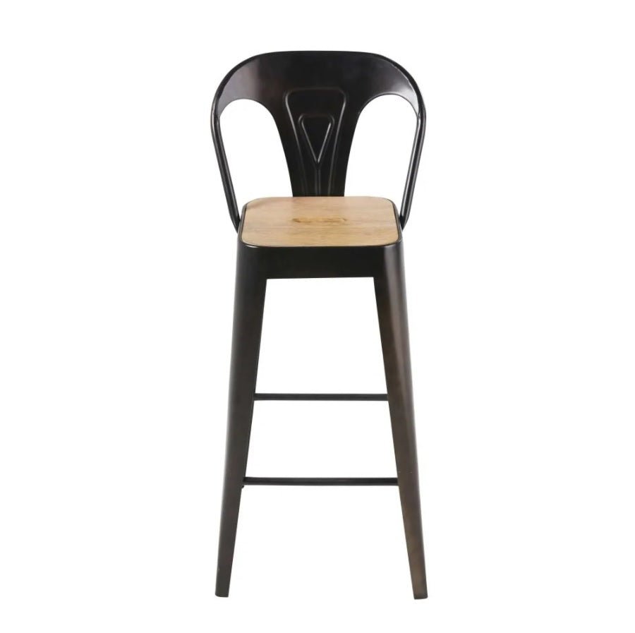 Apo Professional Black Metal and Mango Wood Bar Chair – handcrafted solid wood furniture
