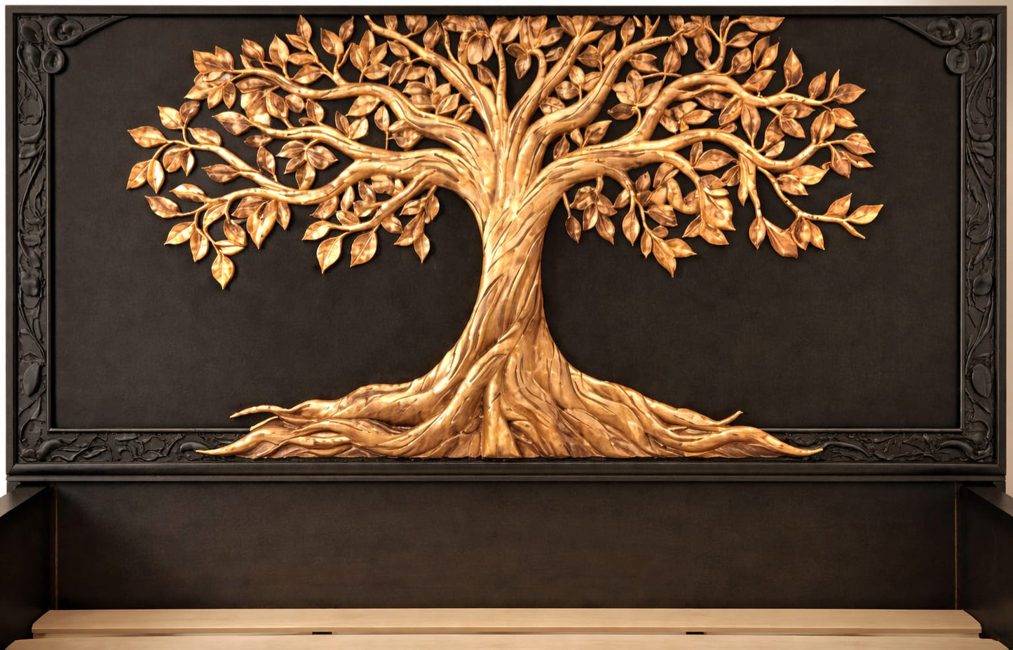 Arbor Vitae Royale™ Hand - Carved Tree of Life Solid Wood Platform Bed / Bed Collection – handcrafted solid wood furniture