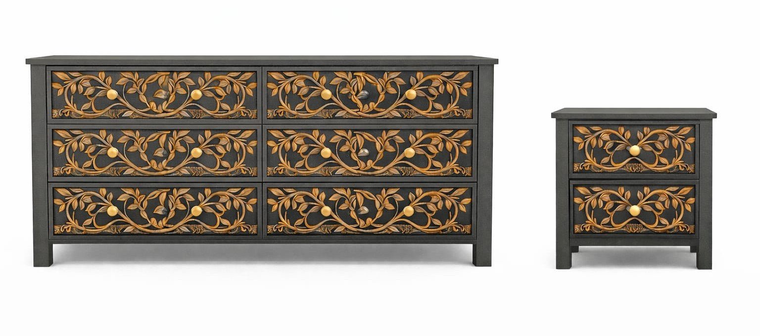 Arbor Vitae Royale™ Hand - Carved Tree of Life Solid Wood Platform Bed / Bed Collection – handcrafted solid wood furniture