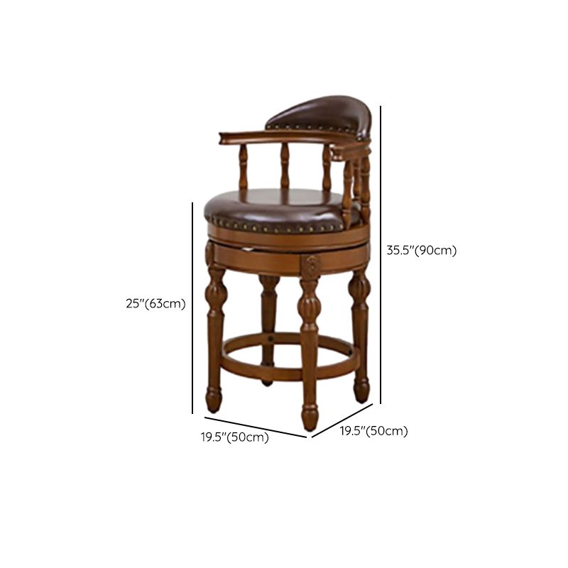 Arrow Solid Wood Round Top Bistro Stool with Foot Pedestal, and Nailhead Embellishment – handcrafted solid wood furniture