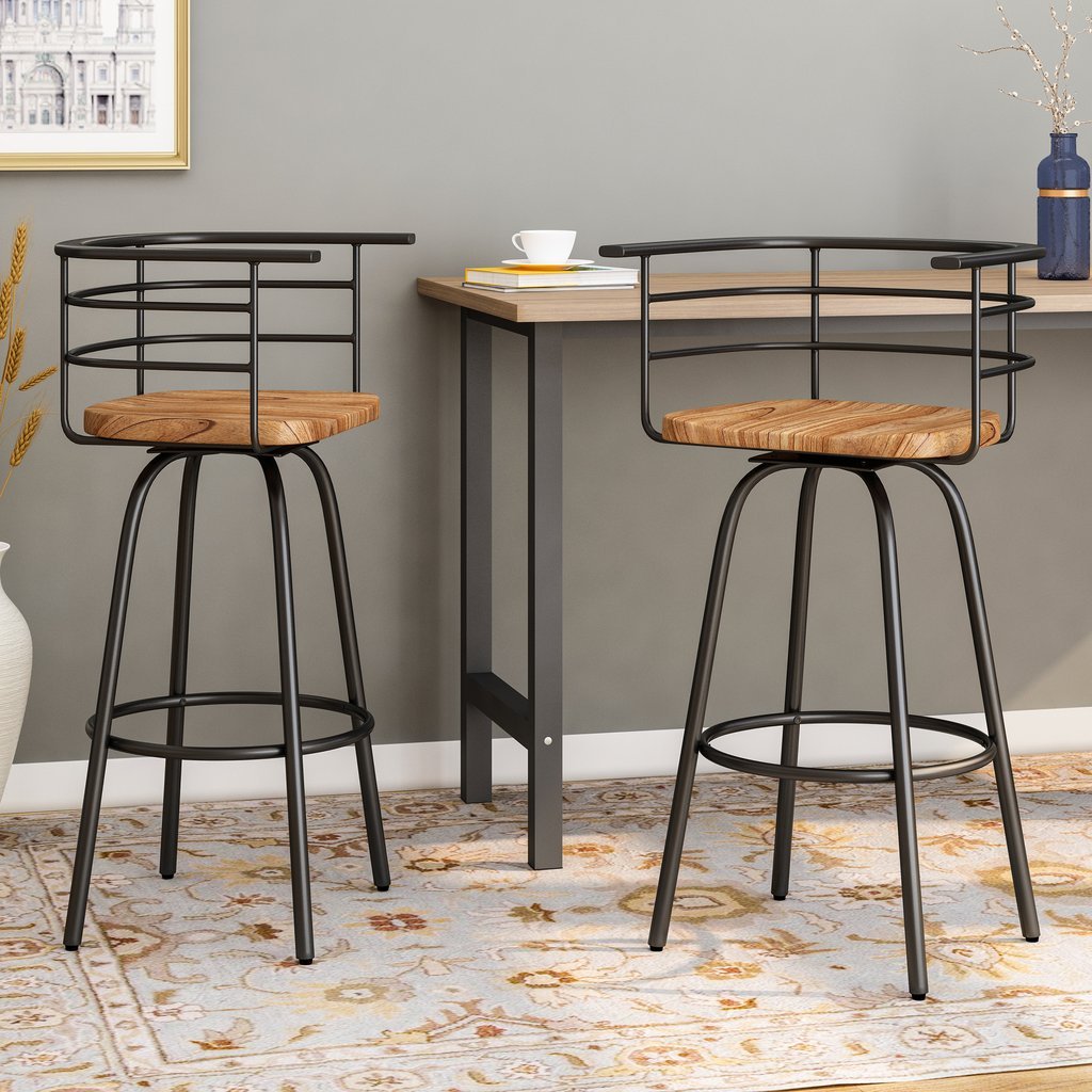 Bacolod Swivel Barstool with Rubberwood Seat – handcrafted solid wood furniture