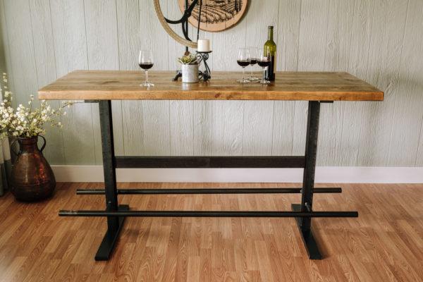 Baler Industrial Hand made Iron Beam Bar Table – handcrafted solid wood furniture