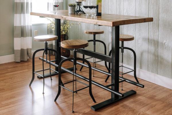 Baler Industrial Hand made Iron Beam Bar Table – handcrafted solid wood furniture