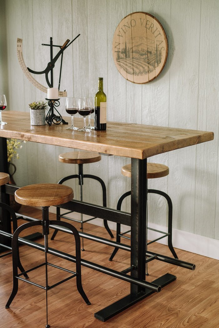 Baler Industrial Hand made Iron Beam Bar Table – handcrafted solid wood furniture