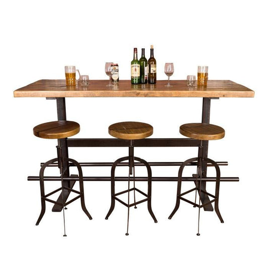 Baler Industrial Hand made Iron Beam Bar Table – handcrafted solid wood furniture