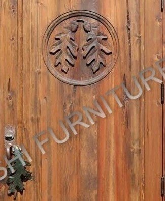 BANAWE Hand Carved Oak Leaf Door – handcrafted solid wood furniture