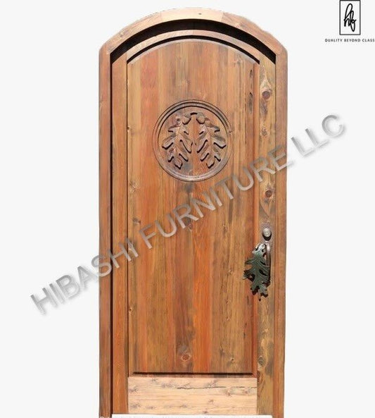 BANAWE Hand Carved Oak Leaf Door – handcrafted solid wood furniture