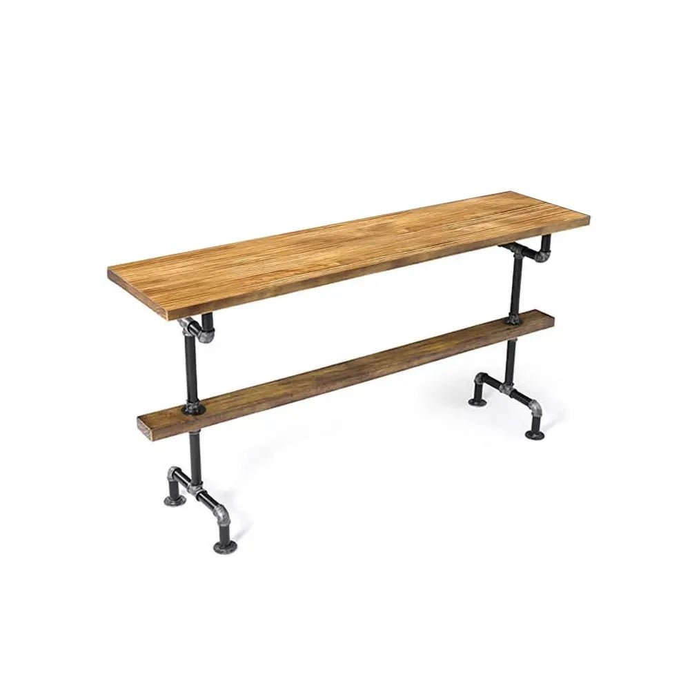 Banga Retro Rectangular Bar Table Natural Industrial Pub Table – handcrafted solid wood furniture