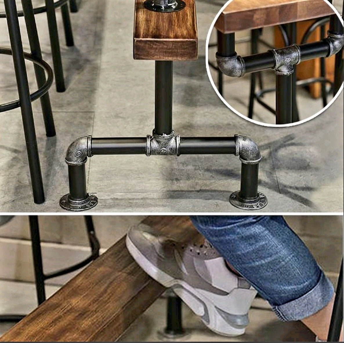 Banga Retro Rectangular Bar Table Natural Industrial Pub Table – handcrafted solid wood furniture