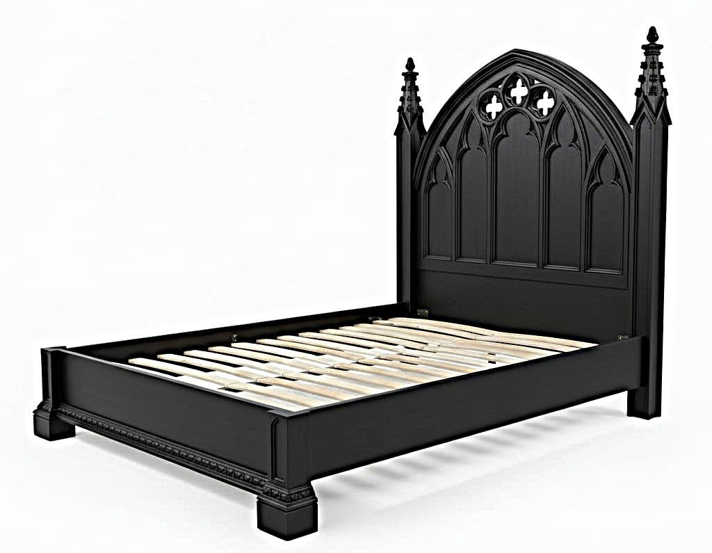 Blackspire Gothic Hand - Carved Solid Wood Platform Bed & Bedroom Collection – handcrafted solid wood furniture