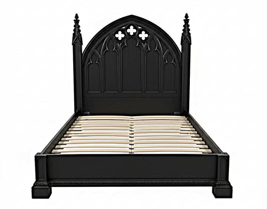 Blackspire Gothic Hand - Carved Solid Wood Platform Bed & Bedroom Collection – handcrafted solid wood furniture