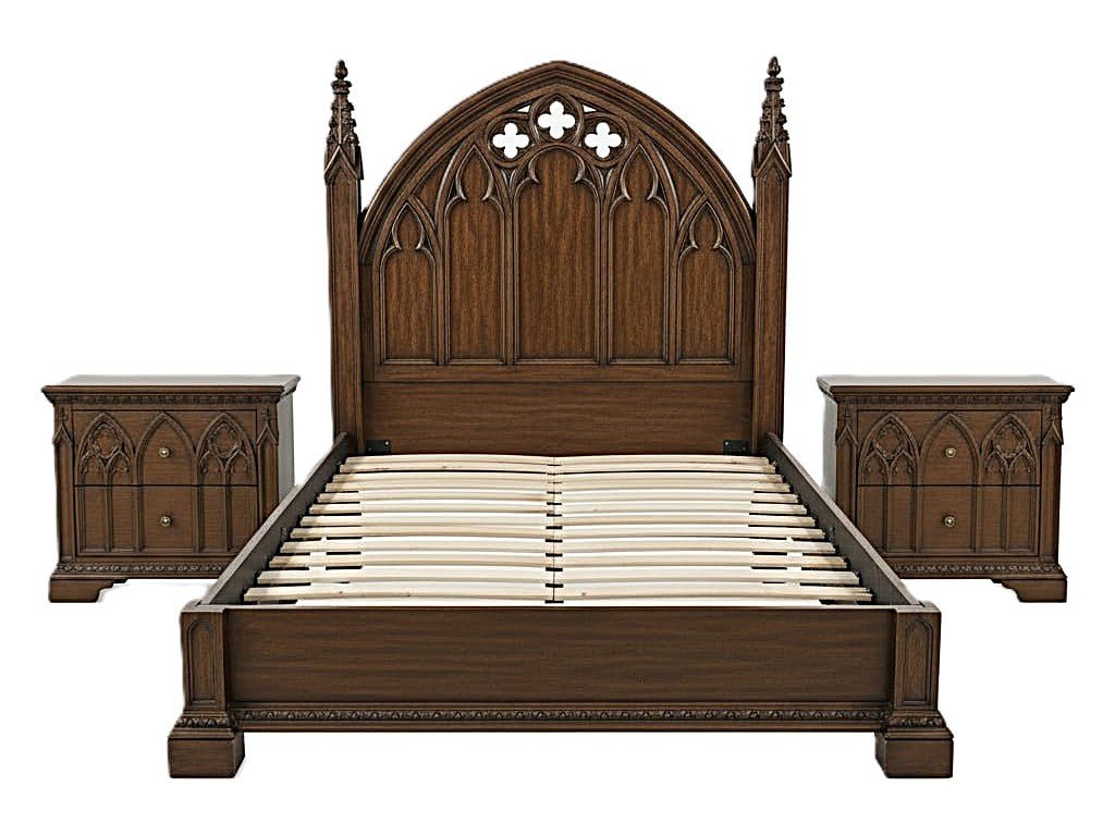 Blackspire Gothic Hand - Carved Solid Wood Platform Bed & Bedroom Collection – handcrafted solid wood furniture