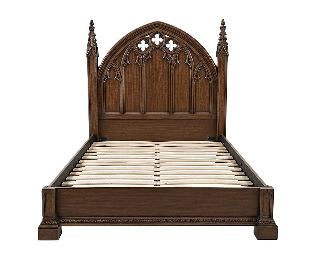 Blackspire Gothic Hand - Carved Solid Wood Platform Bed & Bedroom Collection – handcrafted solid wood furniture