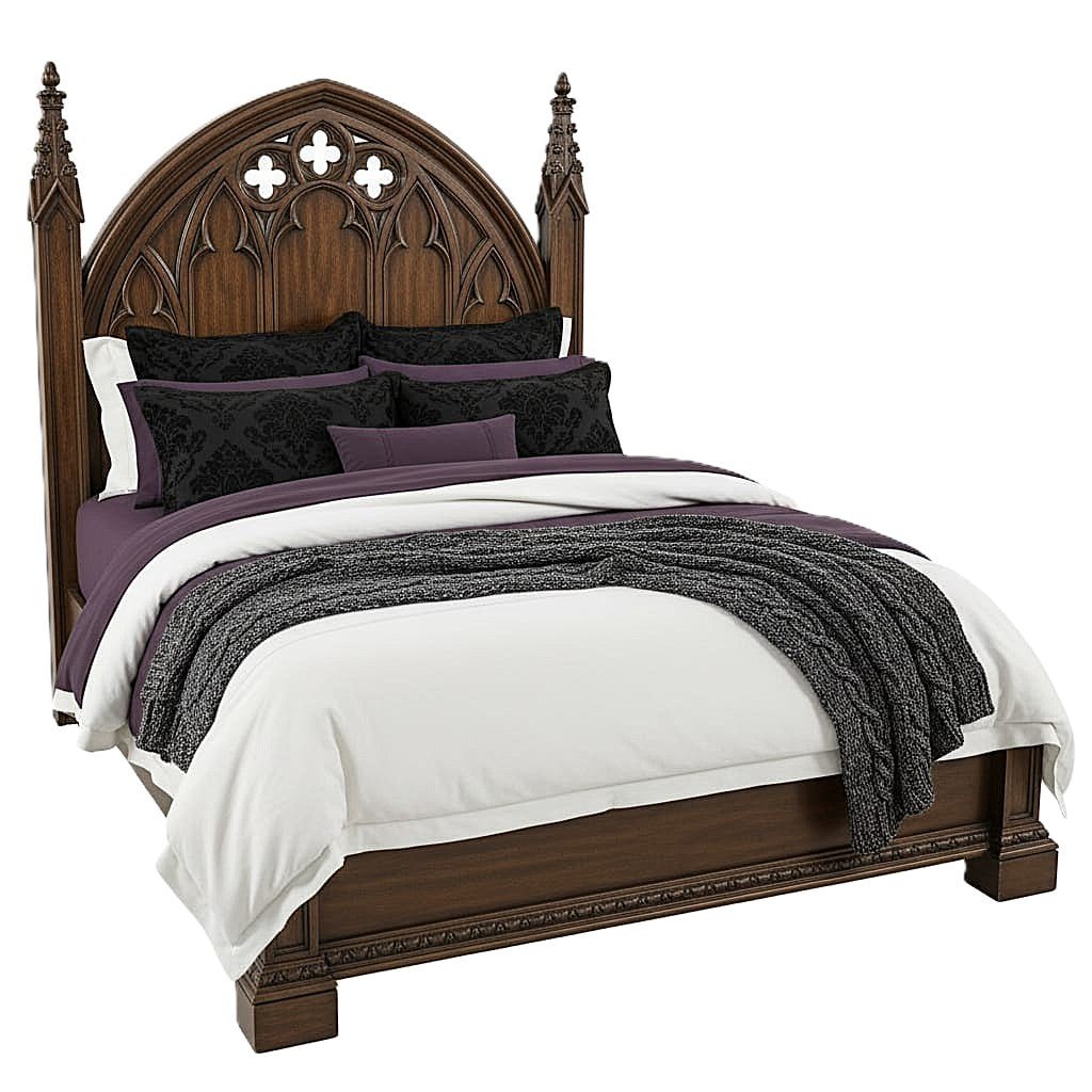 Blackspire Gothic Hand - Carved Solid Wood Platform Bed & Bedroom Collection – handcrafted solid wood furniture