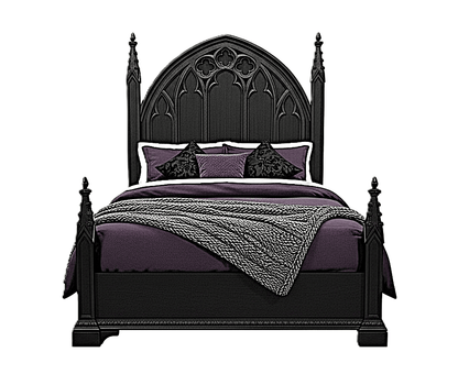 Blackspire Gothic Hand - Carved Solid Wood Platform Bed & Bedroom Collection – handcrafted solid wood furniture