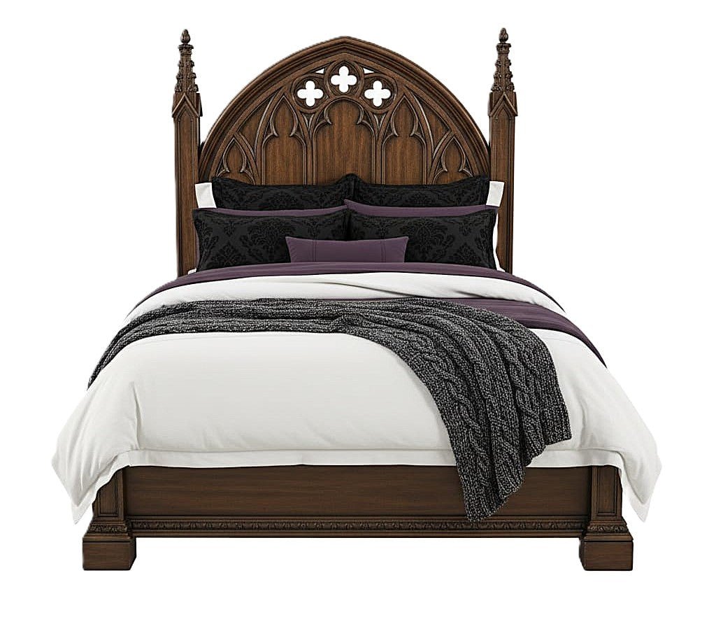 Blackspire Gothic Hand - Carved Solid Wood Platform Bed & Bedroom Collection – handcrafted solid wood furniture