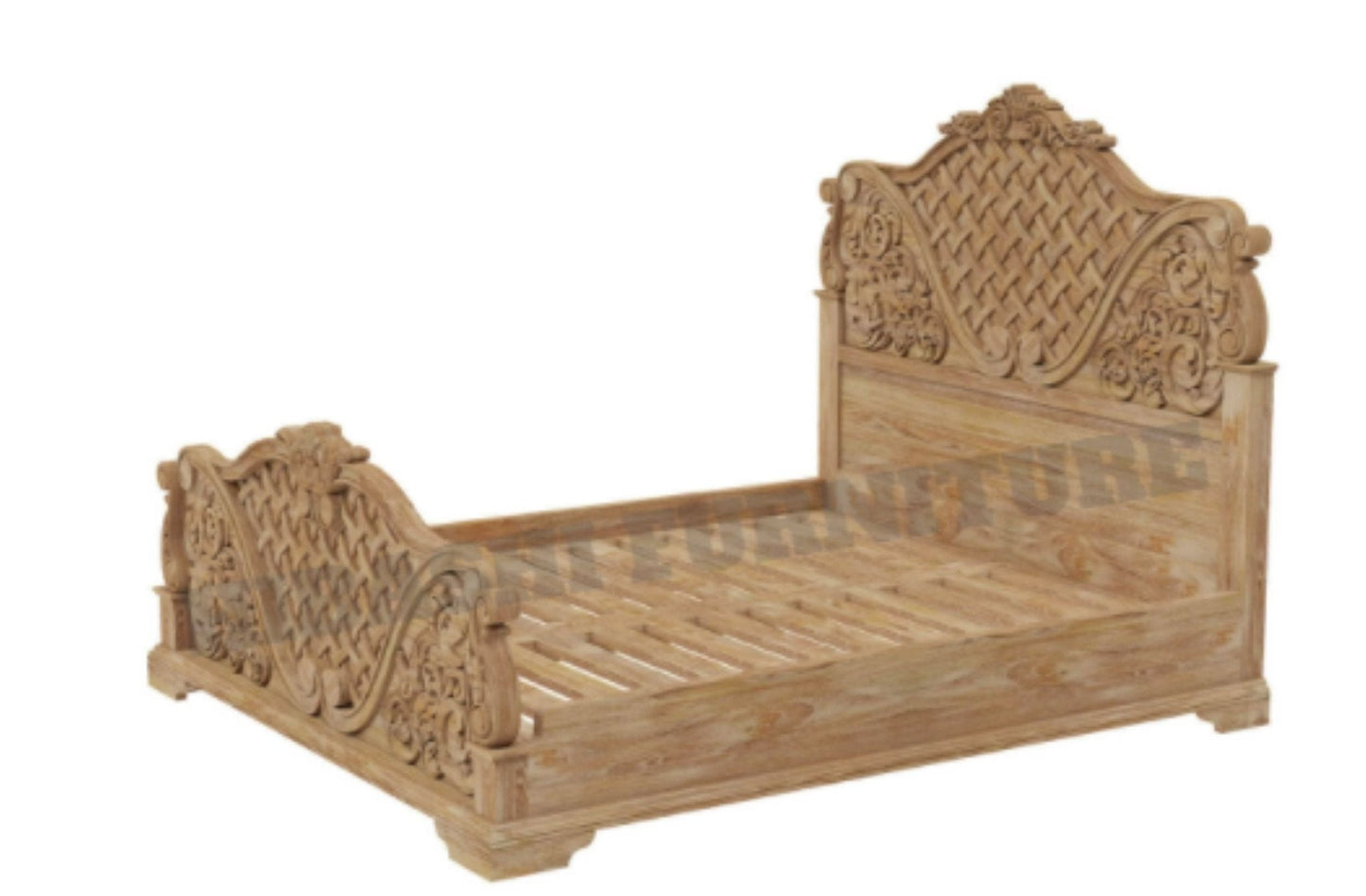 Blossom Solid Mango Wood Traditional Rustic Platform Bed – handcrafted solid wood furniture