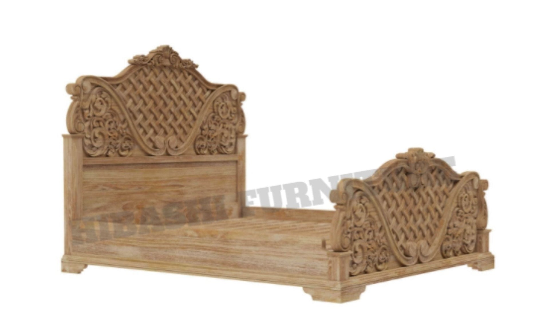Blossom Solid Mango Wood Traditional Rustic Platform Bed – handcrafted solid wood furniture
