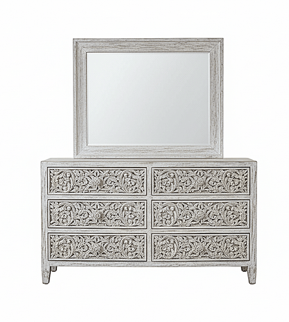 Bohemian Style Hand carved Indian Wooden Floral Platform Bed – handcrafted solid wood furniture