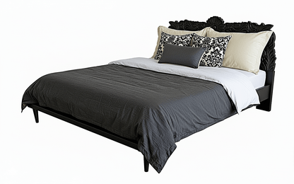 Bohemian Style Hand carved Indian Wooden Floral Platform Bed – handcrafted solid wood furniture