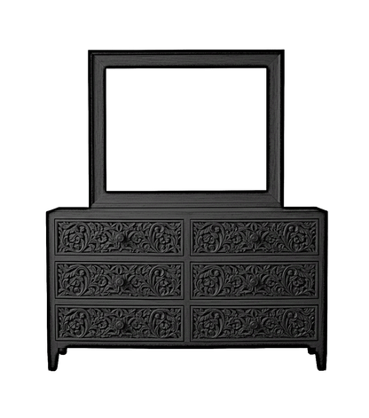 Bohemian Style Hand carved Indian Wooden Floral Platform Bed – handcrafted solid wood furniture