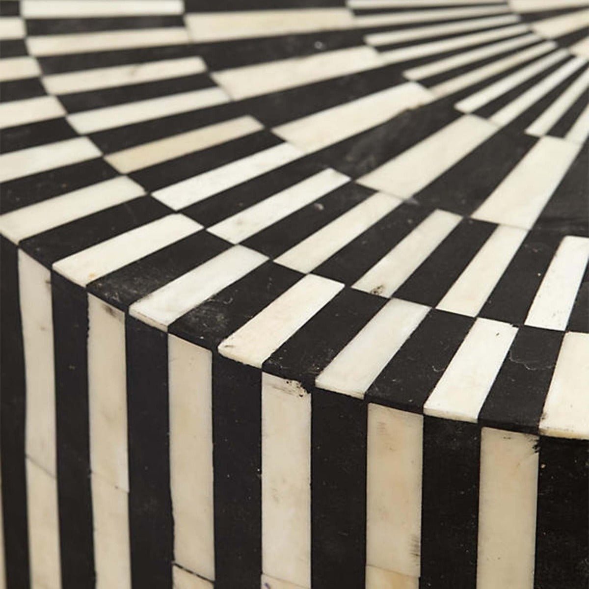 Bone Inlay Drum End & Side Tables - Strips, Large – handcrafted solid wood furniture