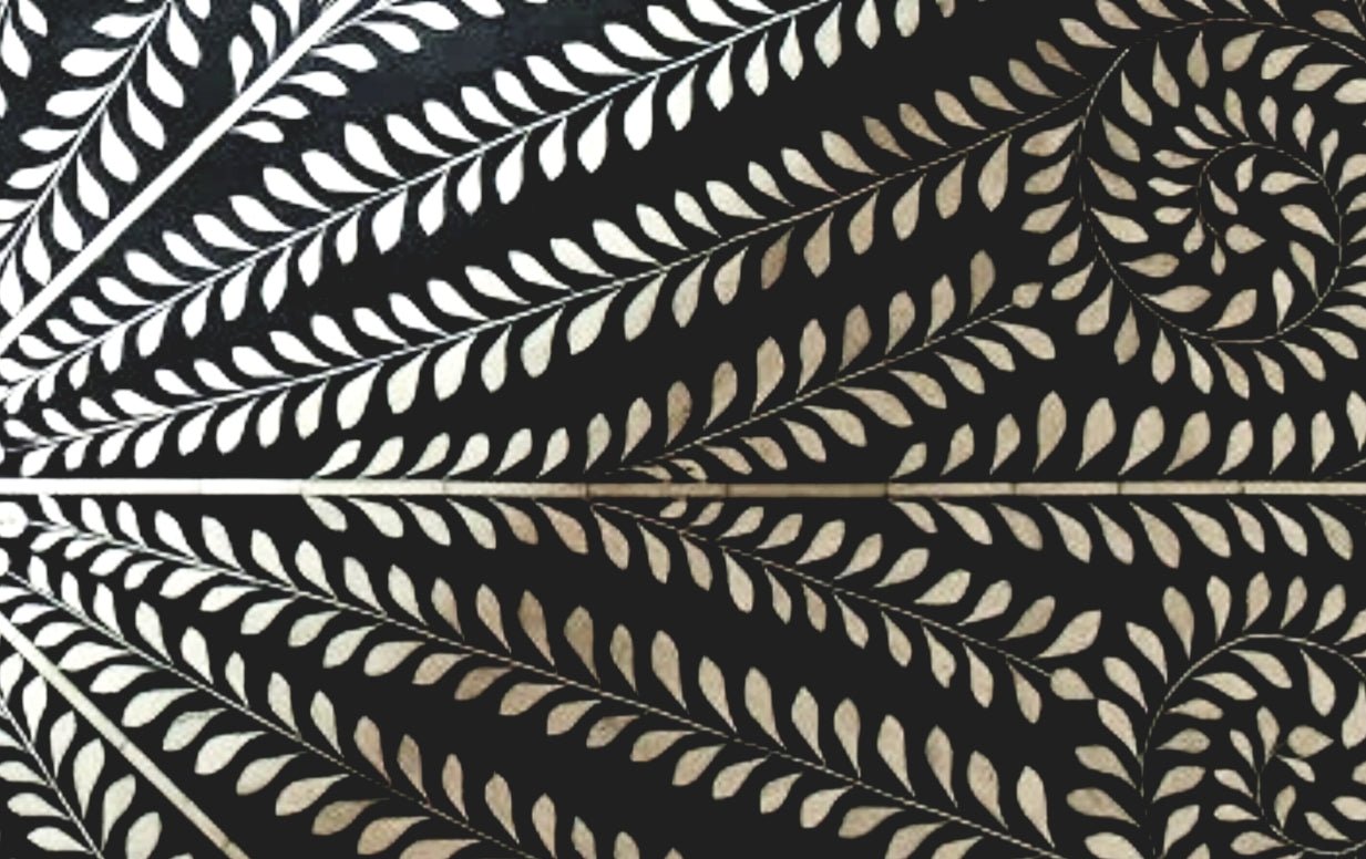 Bone Inlay Round and Circular Dining Table with Floral Design – handcrafted solid wood furniture