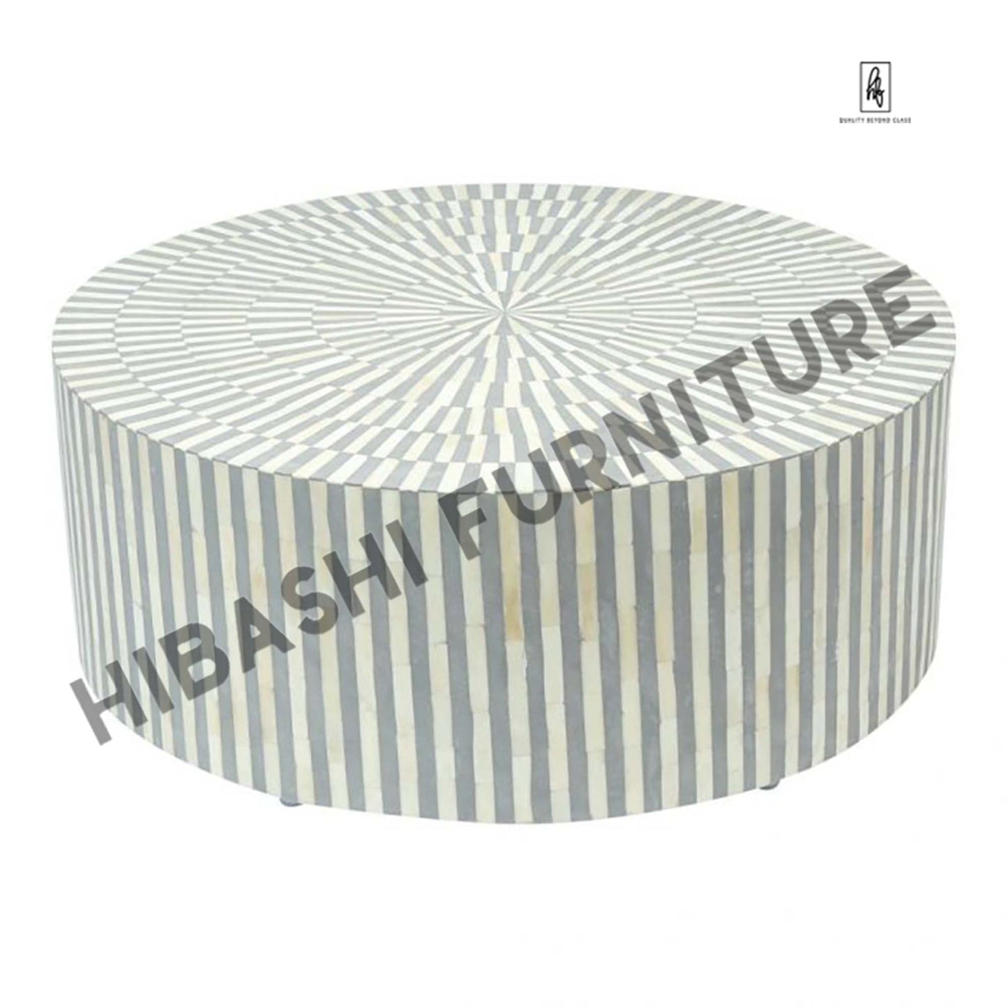 Bone Inlay Strip - Design Round Coffee Table – handcrafted solid wood furniture