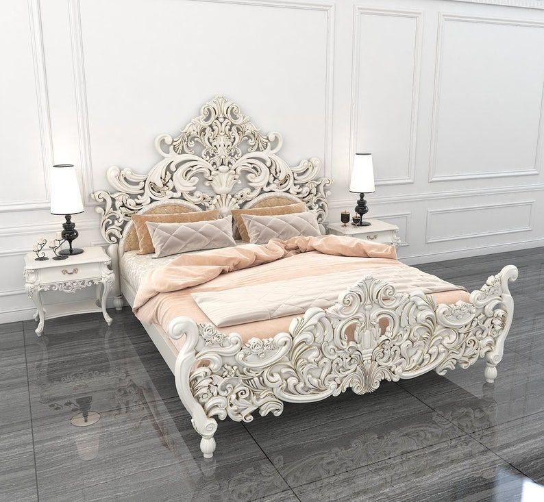 Bonita Indian Hand Carved Solid Mango Wood Bed by R-Designs Furniture – handcrafted solid wood furniture made in India