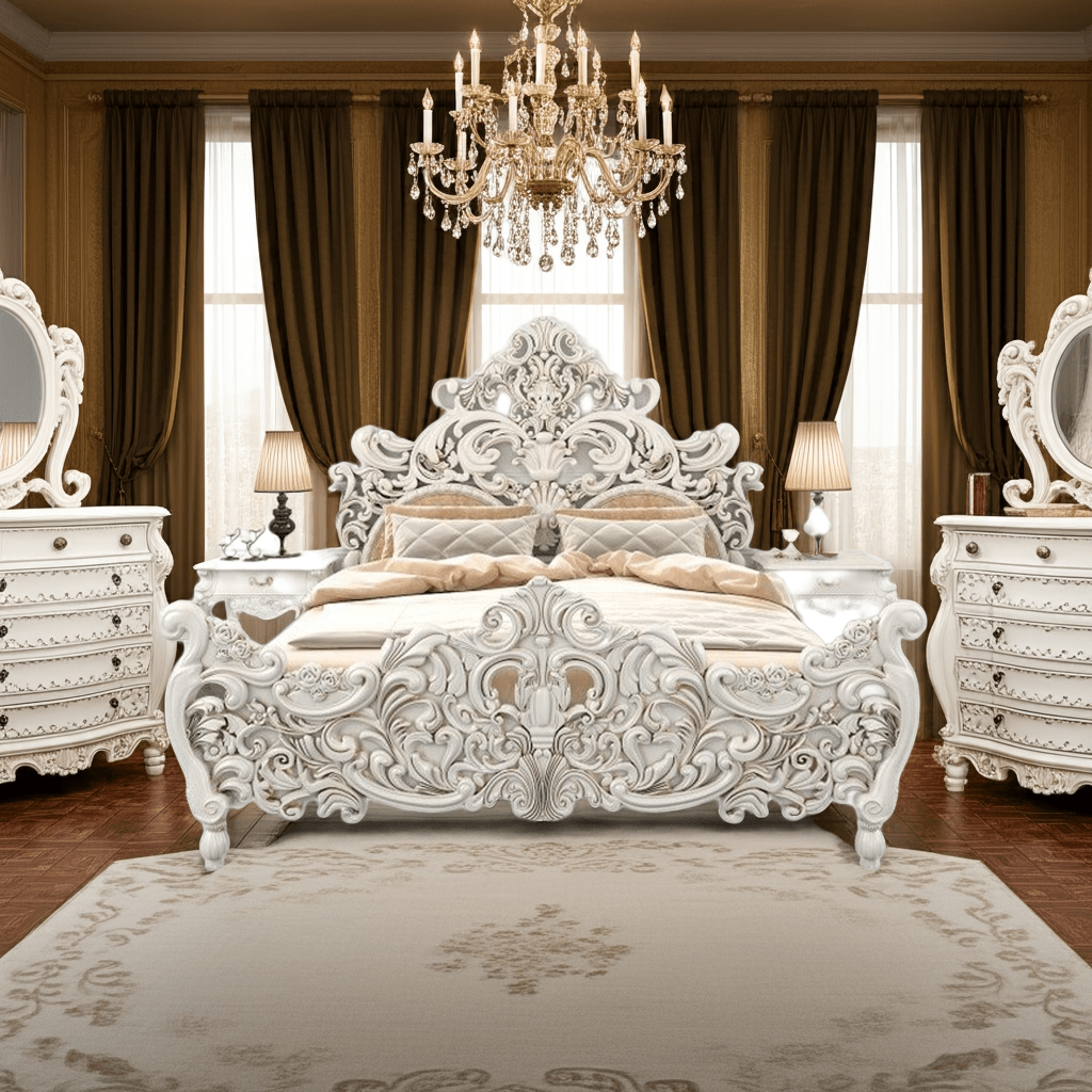 Bonita Indian Hand Carved Solid Mango Wood Bed by R-Designs Furniture – handcrafted solid wood furniture made in India