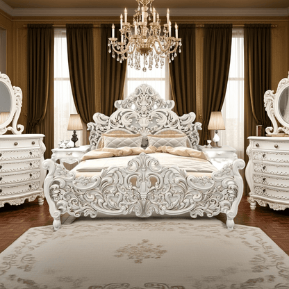 Bonita Indian Hand Carved Solid Mango Wood Bed by R-Designs Furniture – handcrafted solid wood furniture made in India