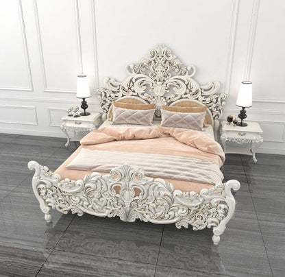Bonita Indian Hand Carved Solid Mango Wood Bed by R-Designs Furniture – handcrafted solid wood furniture made in India