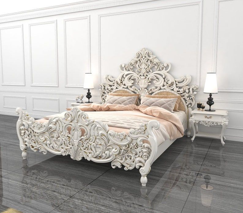 Bonita Indian Hand Carved Solid Mango Wood Bed by R-Designs Furniture – handcrafted solid wood furniture made in India