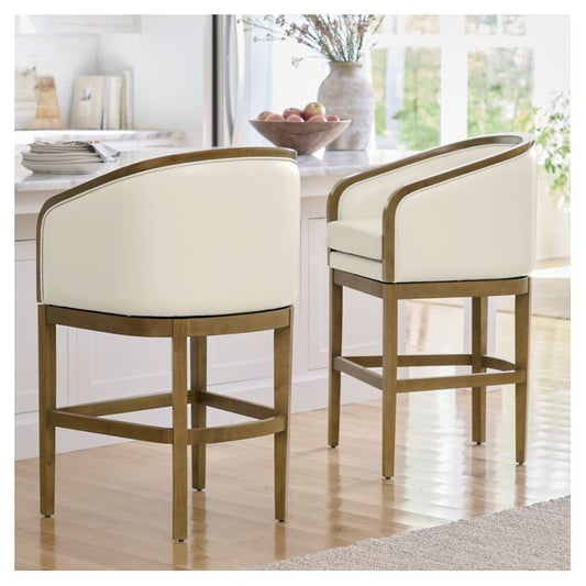 Caelum Wood and Leather Combined Bar and Counter Stool – handcrafted solid wood furniture