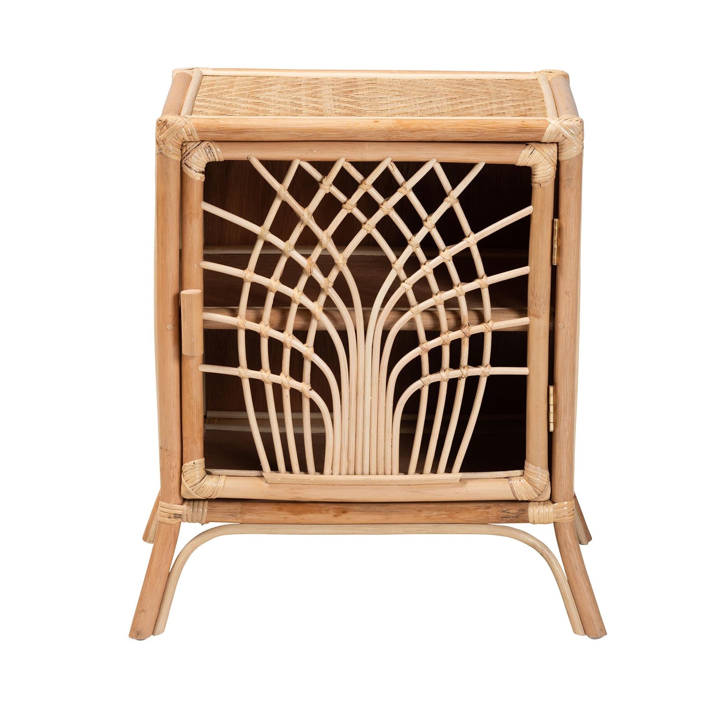 Calvin & Bay Natural Bohemian Rattan 1 Door Bedside / Nightstand – handcrafted solid wood furniture