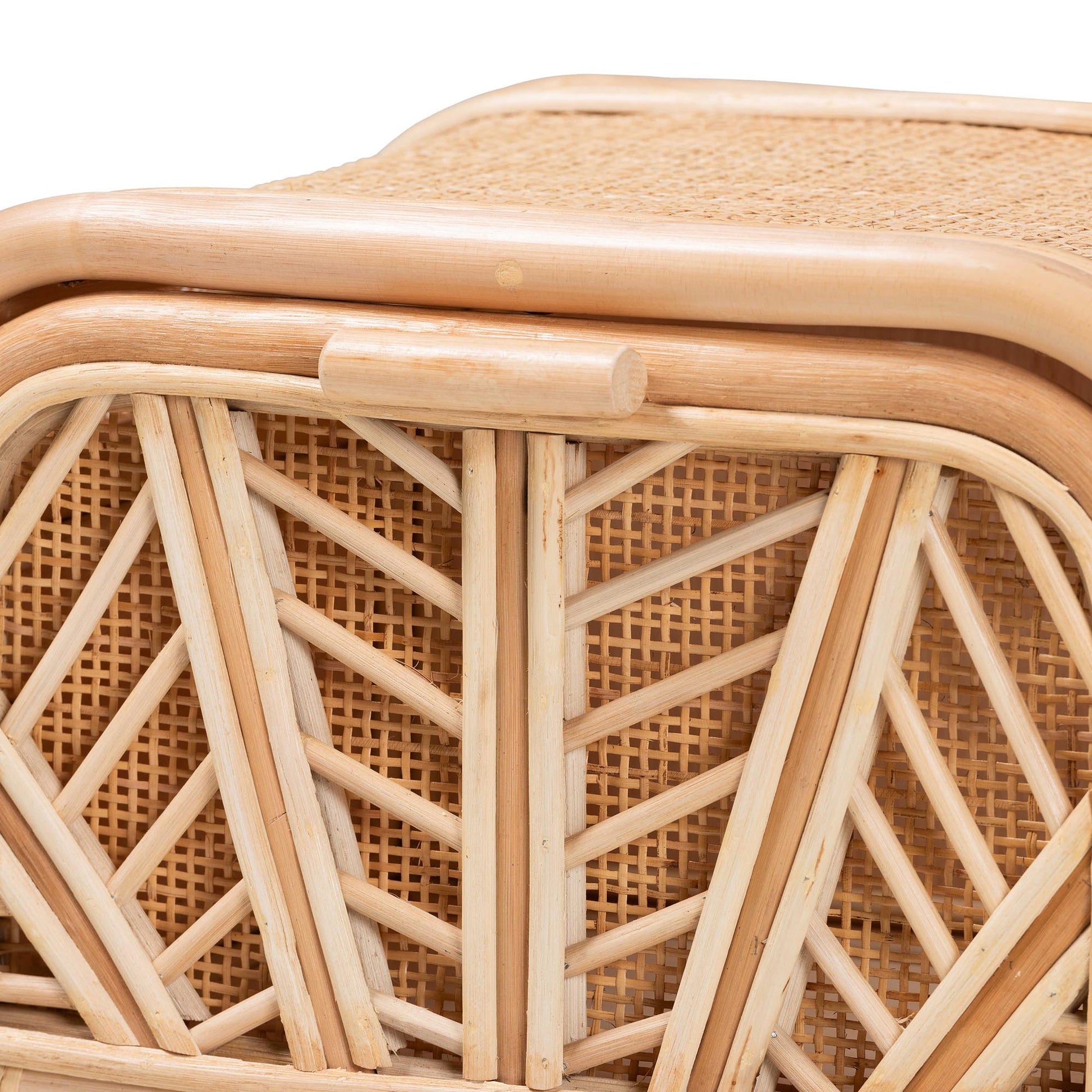 Calvin & Bay Natural Bohemian Rattan 1 Drawer Bedside / Nightstand – handcrafted solid wood furniture