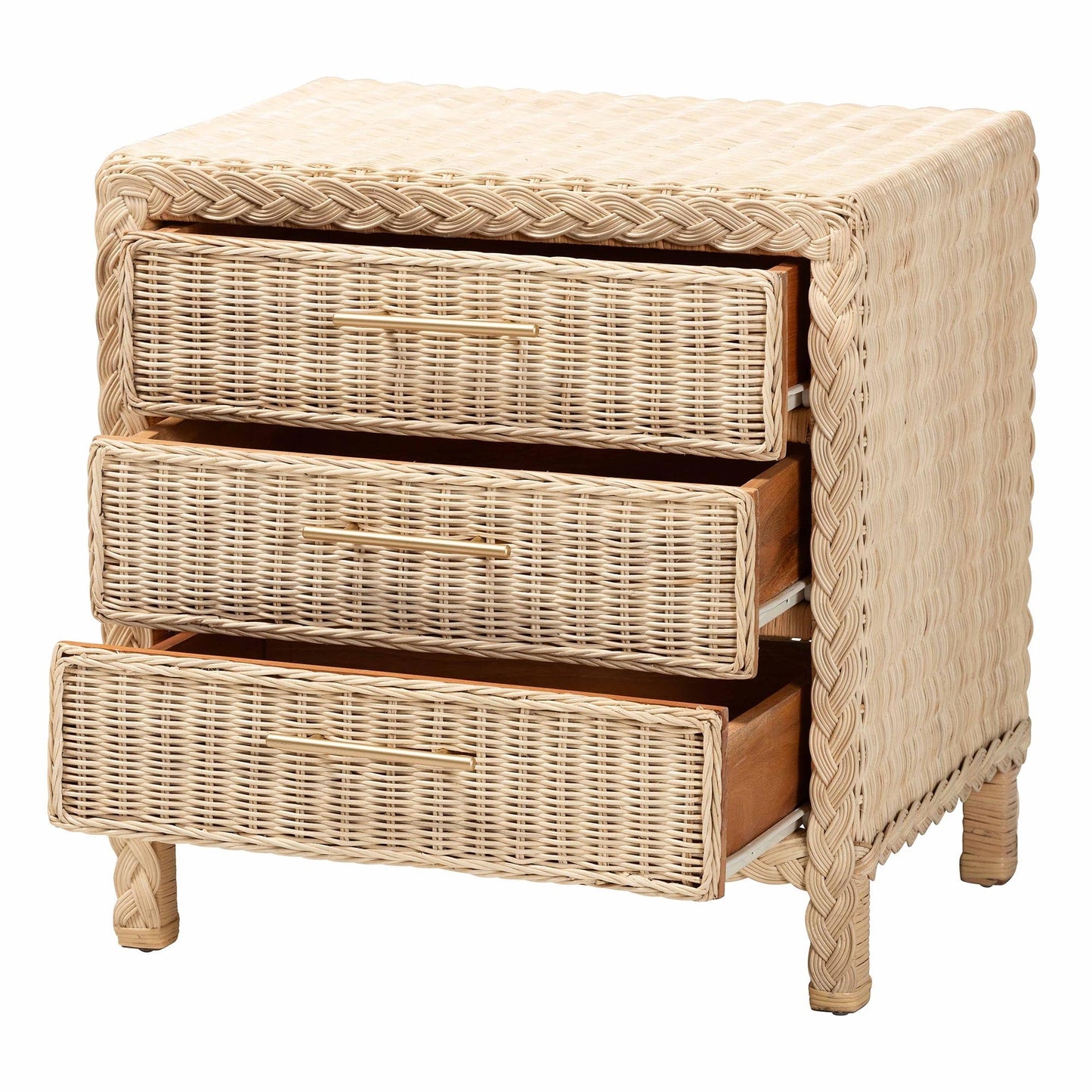 Calvin Bohemian Natural Rattan 1 - drawer Bedside / Nightstand – handcrafted solid wood furniture