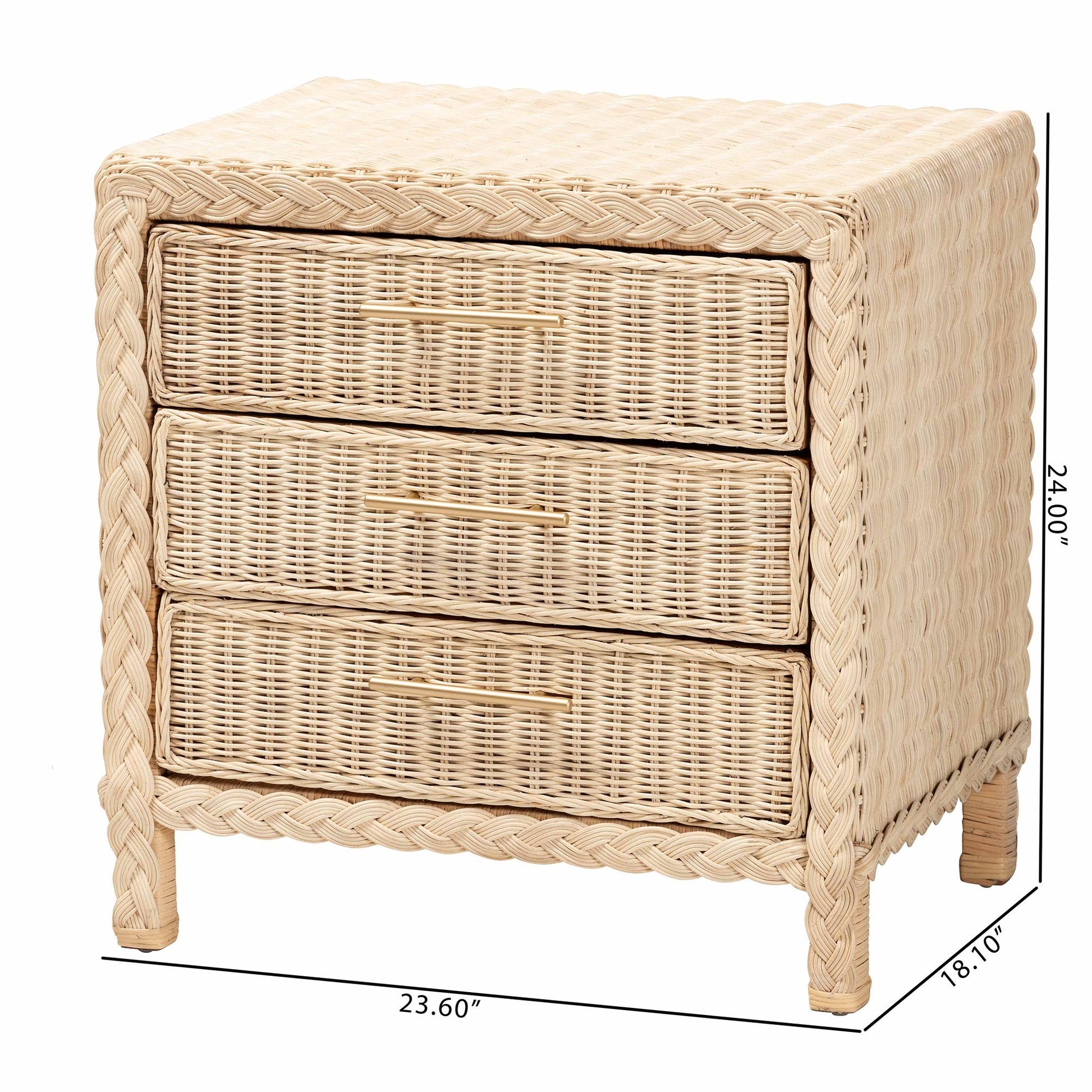 Calvin Bohemian Natural Rattan 1 - drawer Bedside / Nightstand – handcrafted solid wood furniture