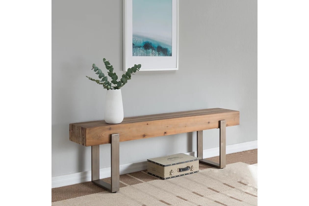 CARCAR Rustic Industrial Bench – handcrafted solid wood furniture