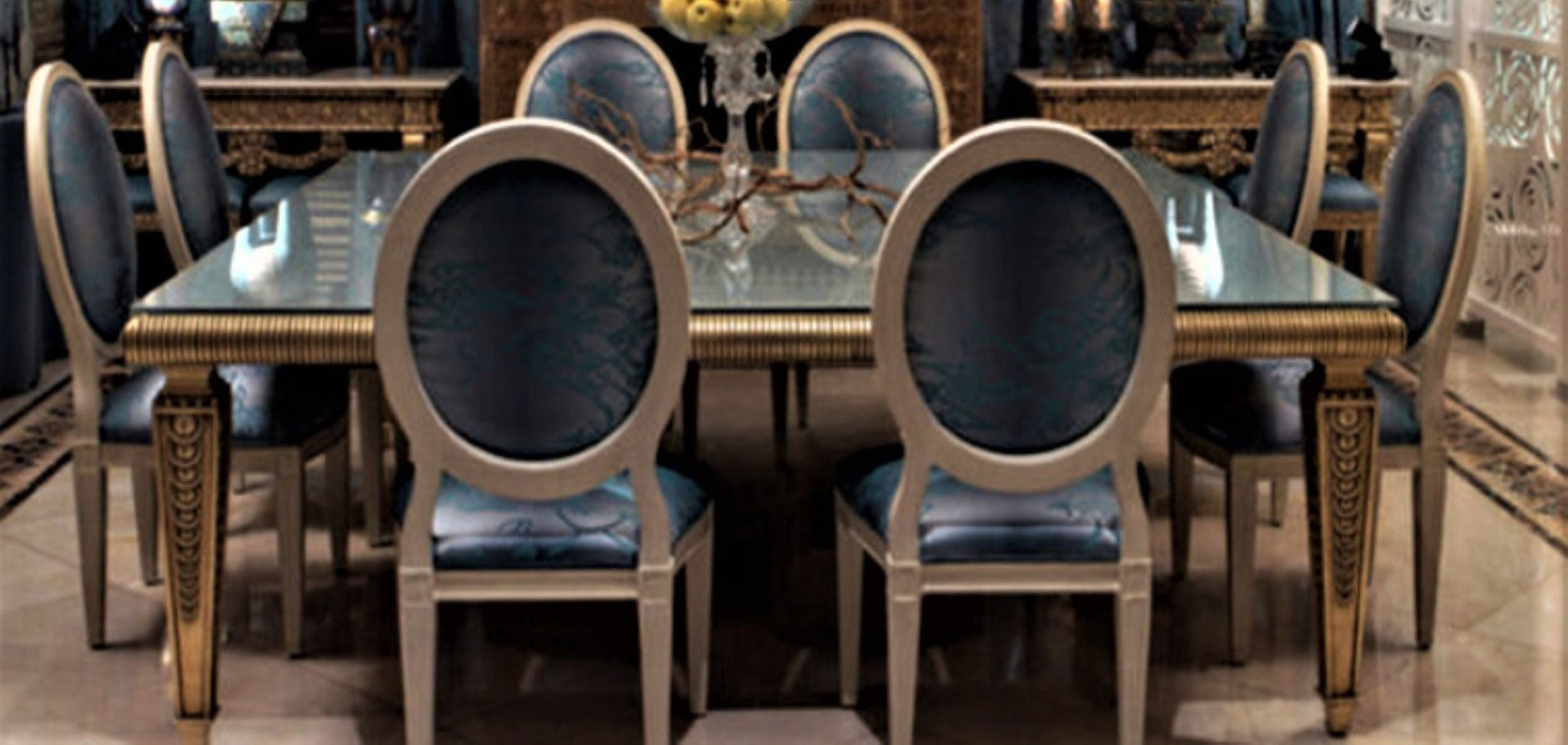 CASTLE HAND CARVED ANTIQUE MODERN DINING TABLE SET – handcrafted solid wood furniture