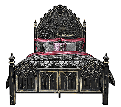 🏰 Cathedral Reverie Hand - Carved Gothic Bed – Solid Teakwood – handcrafted solid wood furniture