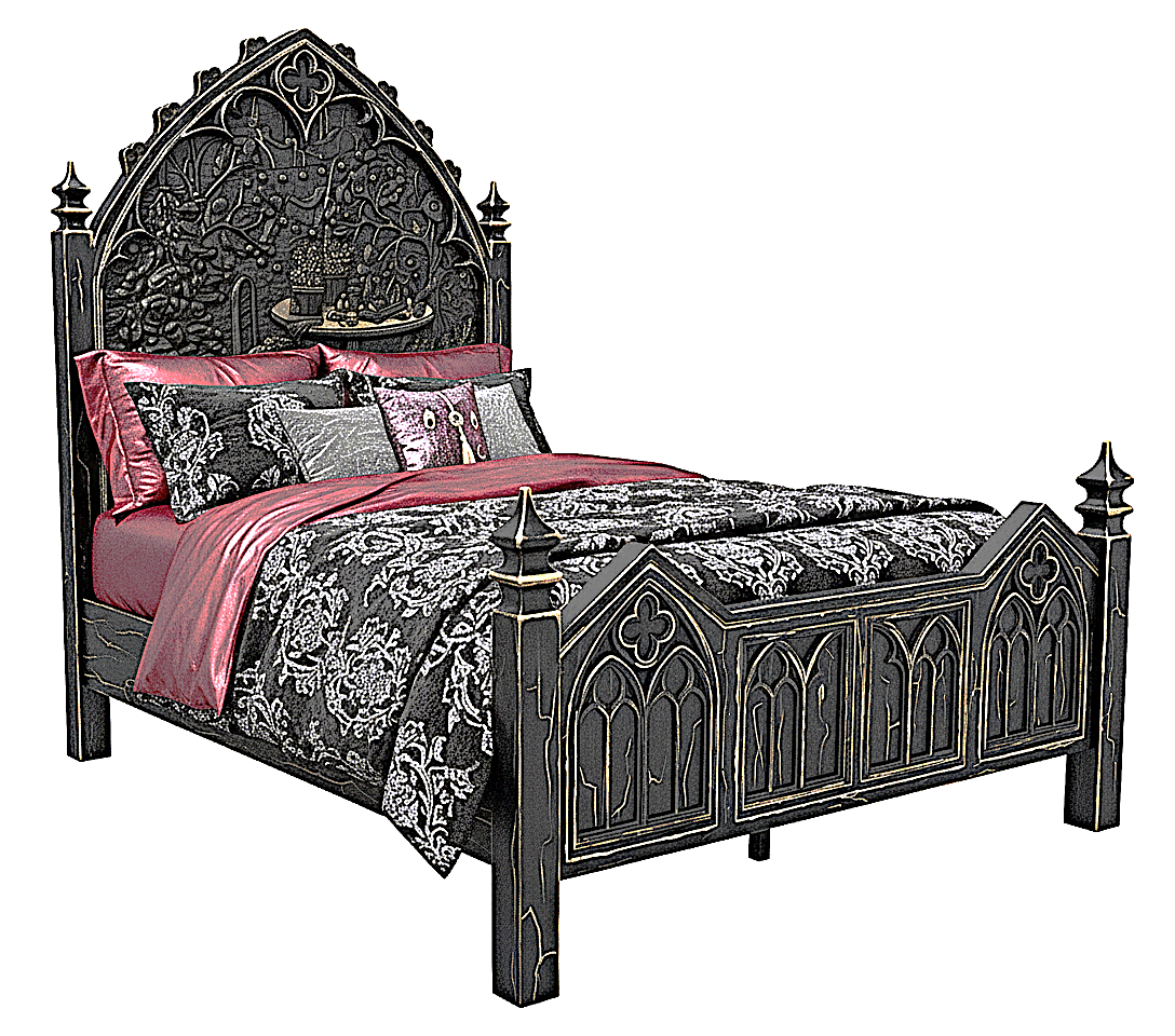 🏰 Cathedral Reverie Hand - Carved Gothic Bed – Solid Teakwood – handcrafted solid wood furniture