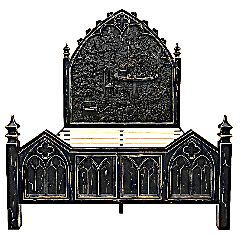 🏰 Cathedral Reverie Hand - Carved Gothic Bed – Solid Teakwood – handcrafted solid wood furniture