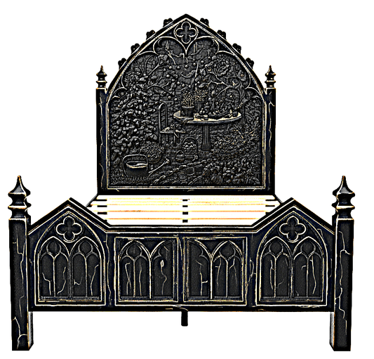 🏰 Cathedral Reverie Hand - Carved Gothic Bed – Solid Teakwood – handcrafted solid wood furniture