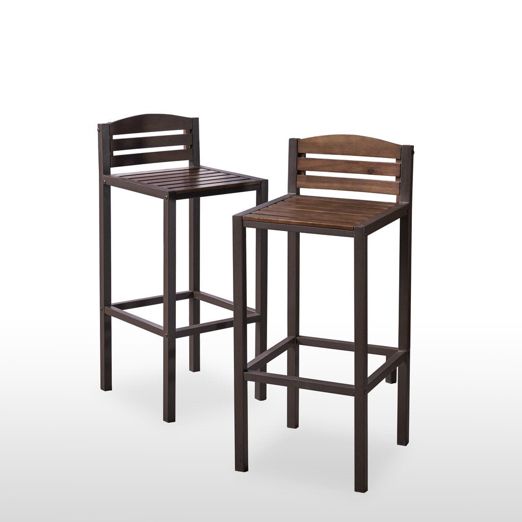 Cebu Industrial Barstools with Rustic Metal Finish Iron Frame – handcrafted solid wood furniture