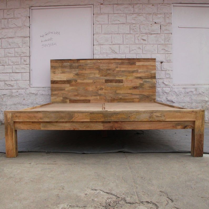 Chip Design Contemporary Boston Bed Mango Wood Frame – handcrafted solid wood furniture