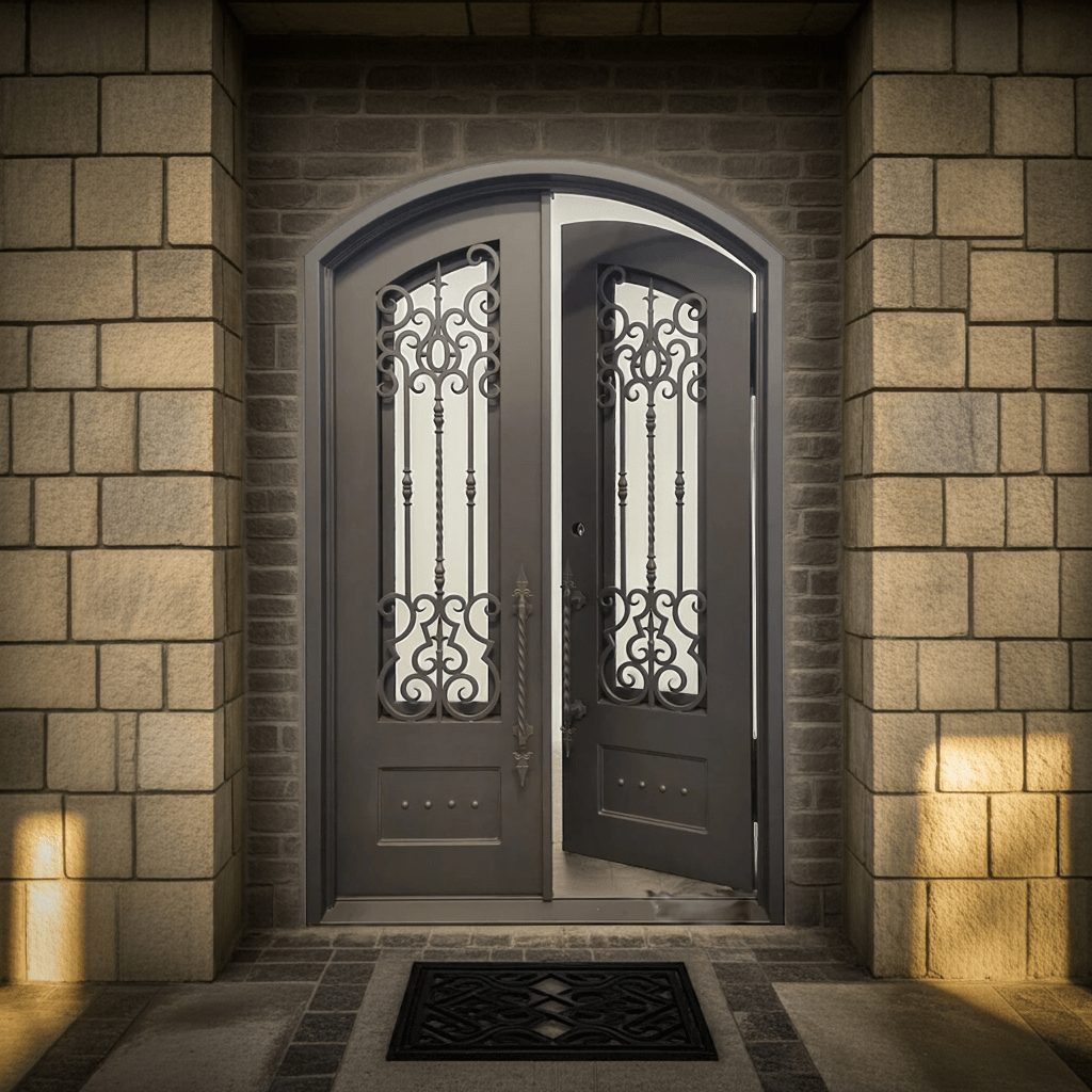 Clarity Wrought Iron Double Door – handcrafted solid wood furniture