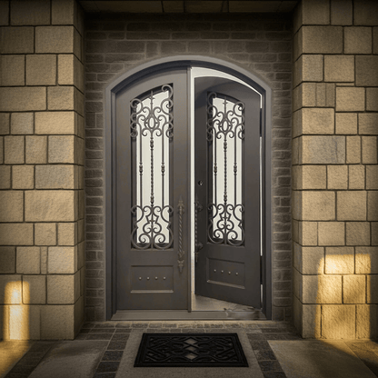 Clarity Wrought Iron Double Door – handcrafted solid wood furniture